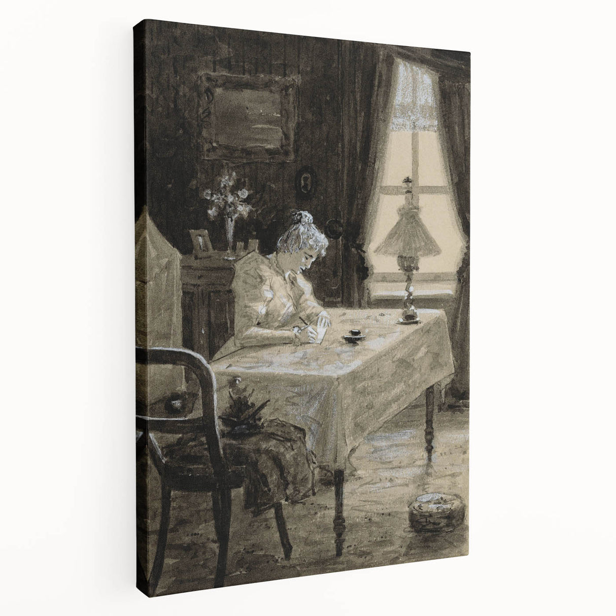 Dark Academia Wall Art - Atmospheric Writing Scene for Moody Decor