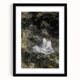 Dark Academia Wall Art - Thoughtful Girl with Flowers for Moody Decor