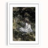 Dark Academia Wall Art - Thoughtful Girl with Flowers for Moody Decor