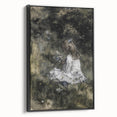 Dark Academia Wall Art - Thoughtful Girl with Flowers for Moody Decor