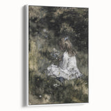 Dark Academia Wall Art - Thoughtful Girl with Flowers for Moody Decor