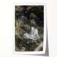 Dark Academia Wall Art - Thoughtful Girl with Flowers for Moody Decor