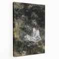 Dark Academia Wall Art - Thoughtful Girl with Flowers for Moody Decor