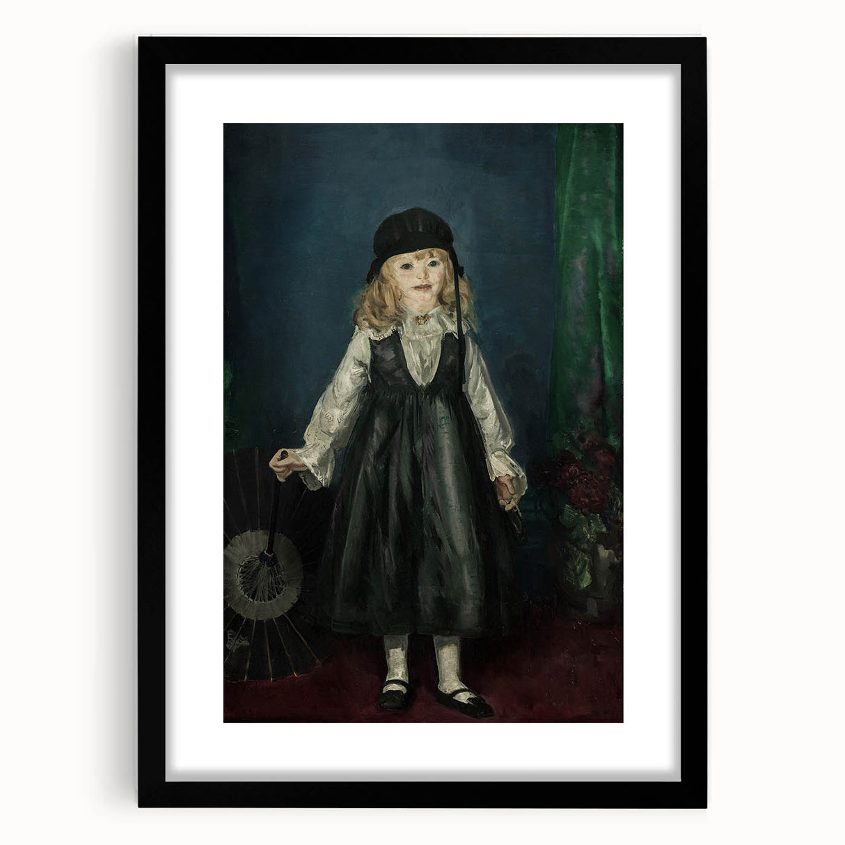 Dark Academia Wall Art - Vintage Gothic Portrait of a Child in Black Dress