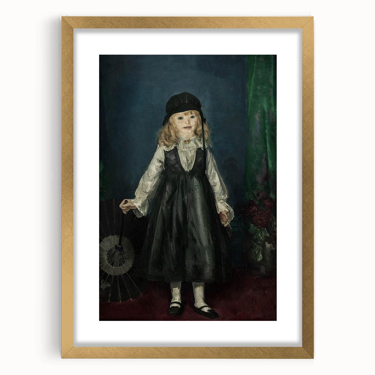 Dark Academia Wall Art - Vintage Gothic Portrait of a Child in Black Dress