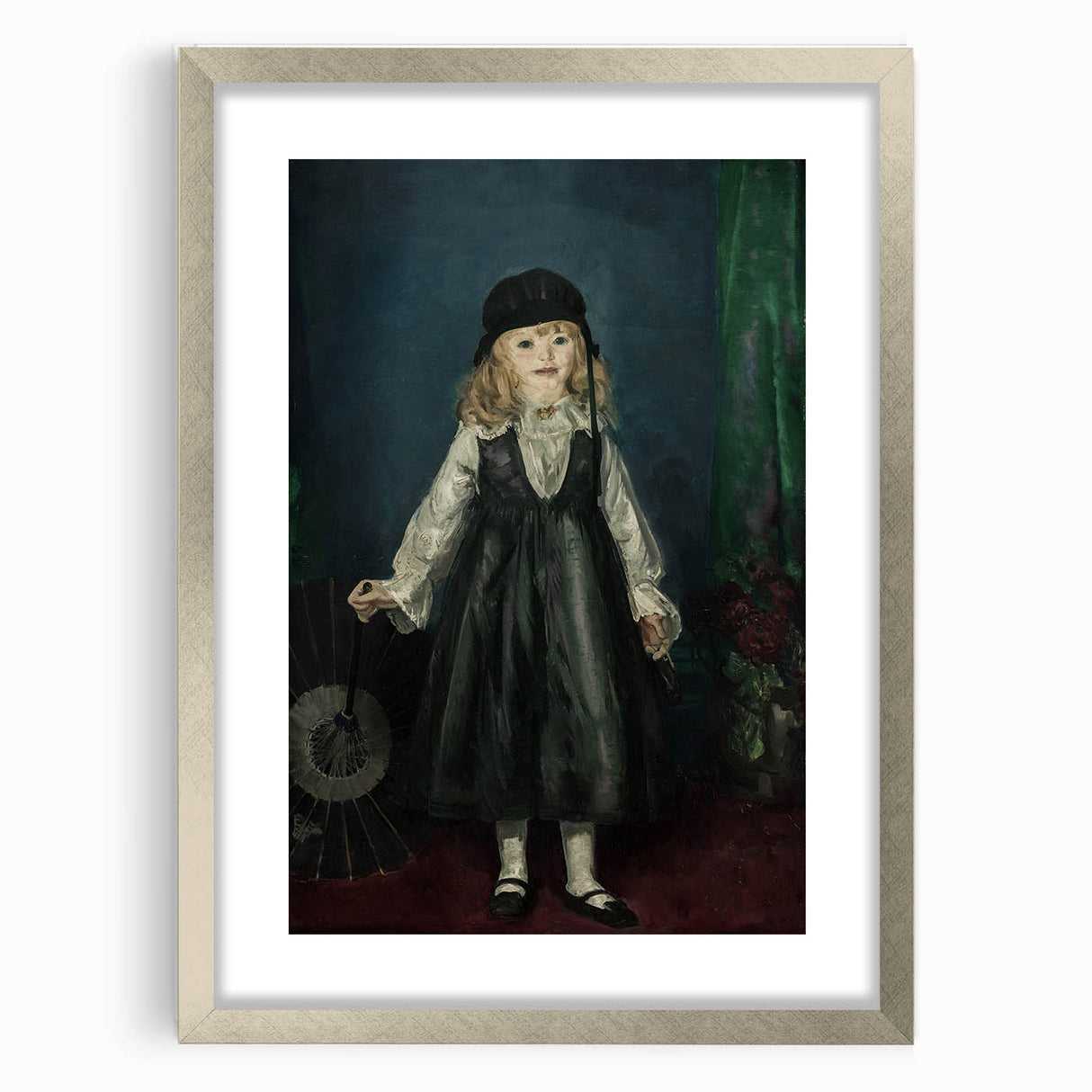 Dark Academia Wall Art - Vintage Gothic Portrait of a Child in Black Dress