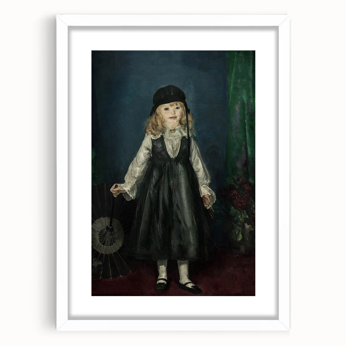 Dark Academia Wall Art - Vintage Gothic Portrait of a Child in Black Dress