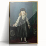 Dark Academia Wall Art - Vintage Gothic Portrait of a Child in Black Dress