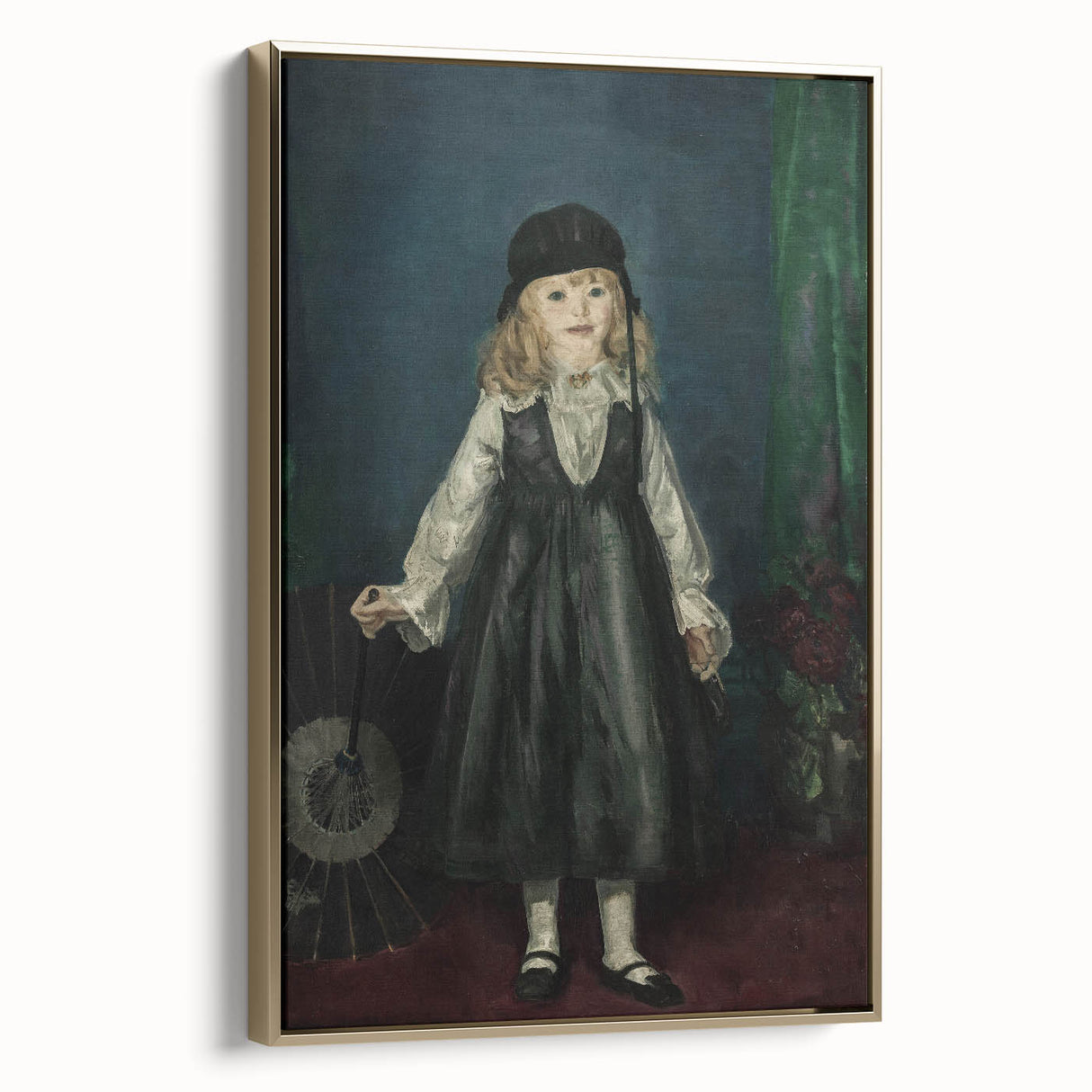 Dark Academia Wall Art - Vintage Gothic Portrait of a Child in Black Dress