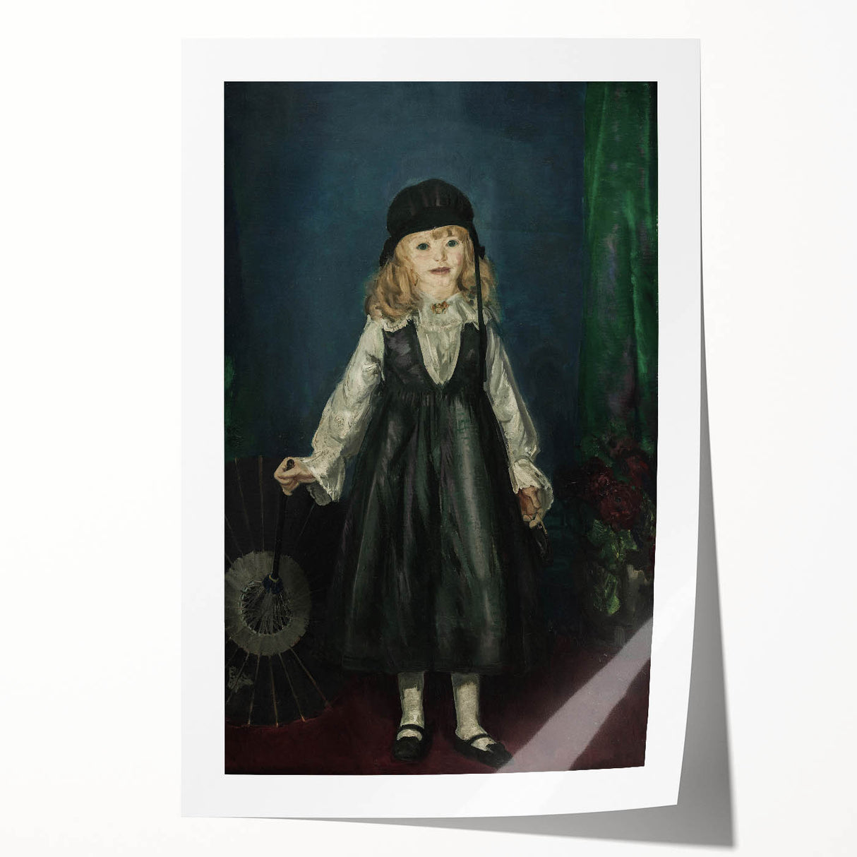 Dark Academia Wall Art - Vintage Gothic Portrait of a Child in Black Dress