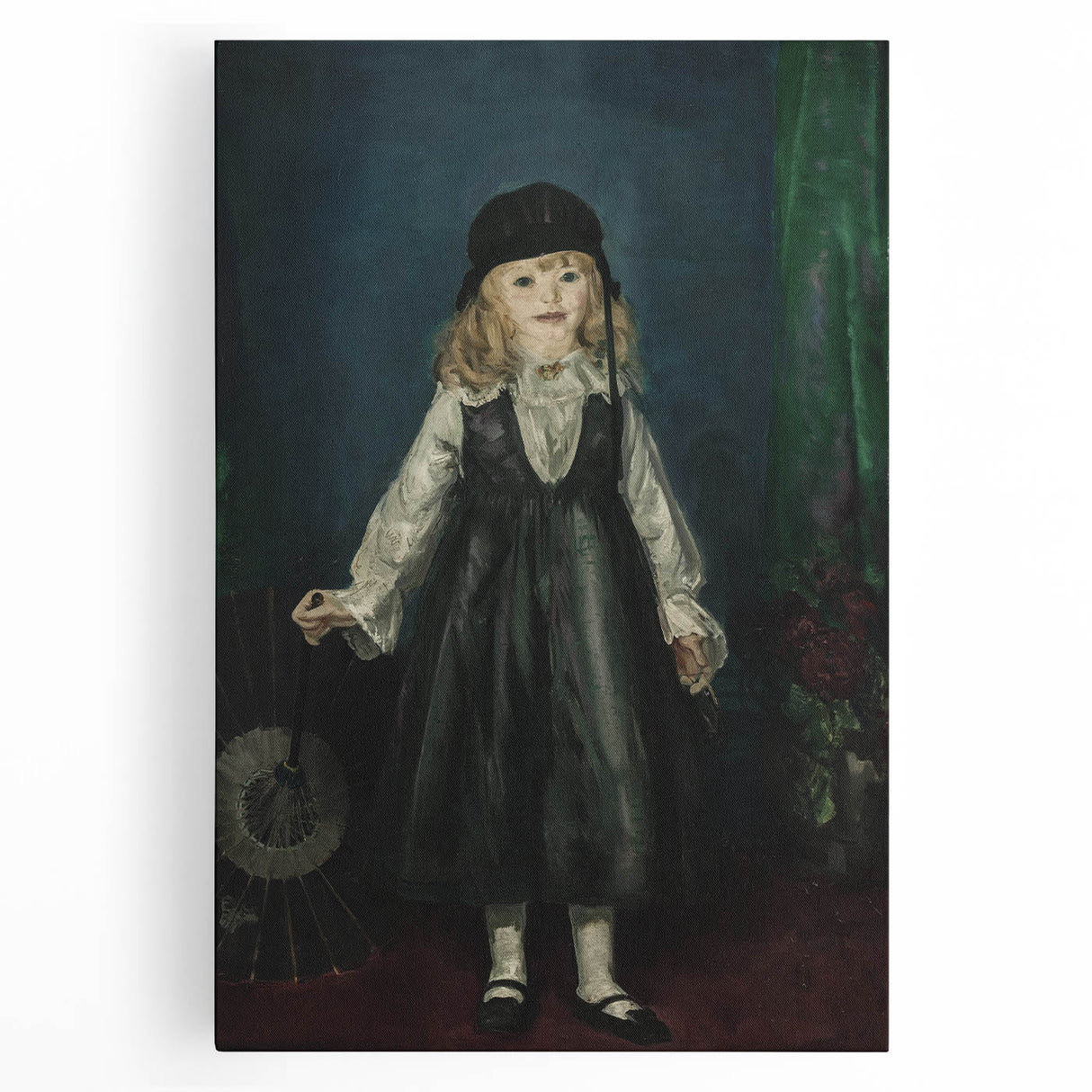 Dark Academia Wall Art - Vintage Gothic Portrait of a Child in Black Dress