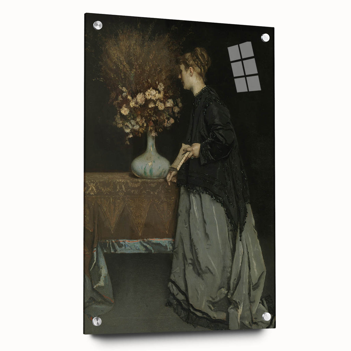 Dark Academia Wall Art - Vintage Gothic Portrait with Floral Elegance