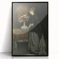 Dark Academia Wall Art - Vintage Gothic Portrait with Floral Elegance
