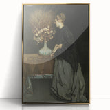 Dark Academia Wall Art - Vintage Gothic Portrait with Floral Elegance