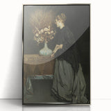 Dark Academia Wall Art - Vintage Gothic Portrait with Floral Elegance