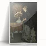 Dark Academia Wall Art - Vintage Gothic Portrait with Floral Elegance
