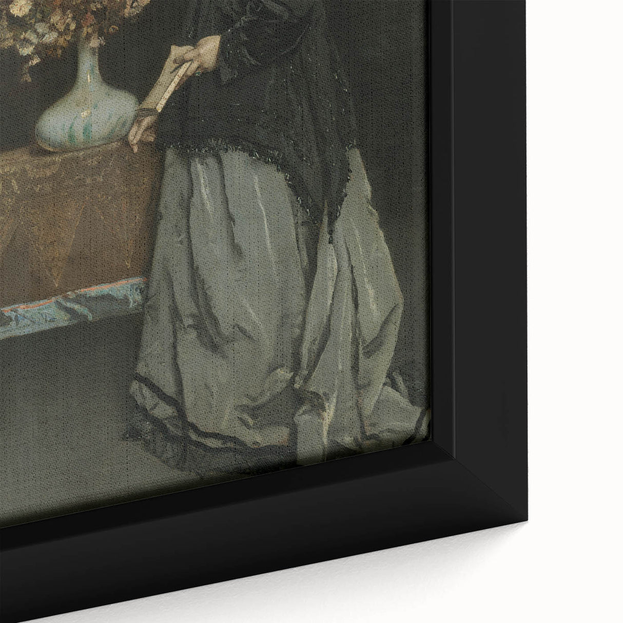 Dark Academia Wall Art - Vintage Gothic Portrait with Floral Elegance