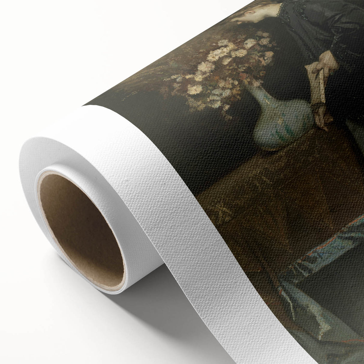 Dark Academia Wall Art - Vintage Gothic Portrait with Floral Elegance