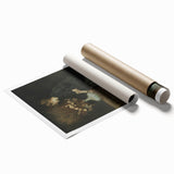Dark Academia Wall Art - Vintage Gothic Portrait with Floral Elegance