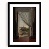 Dark Academia Wall Art - Shadowy Balcony View with Vintage Charm