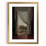 Dark Academia Wall Art - Shadowy Balcony View with Vintage Charm