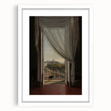 Dark Academia Wall Art - Shadowy Balcony View with Vintage Charm