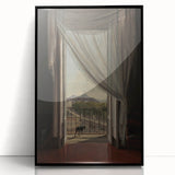 Dark Academia Wall Art - Shadowy Balcony View with Vintage Charm