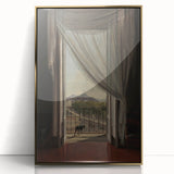 Dark Academia Wall Art - Shadowy Balcony View with Vintage Charm