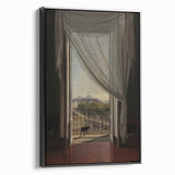 Dark Academia Wall Art - Shadowy Balcony View with Vintage Charm