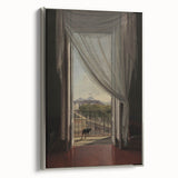 Dark Academia Wall Art - Shadowy Balcony View with Vintage Charm