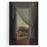 Dark Academia Wall Art - Shadowy Balcony View with Vintage Charm
