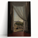 Dark Academia Wall Art - Shadowy Balcony View with Vintage Charm