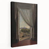 Dark Academia Wall Art - Shadowy Balcony View with Vintage Charm