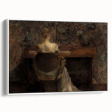 Figure at Desk in Dim Room – Dark Academia Wall Art, Vintage Gothic Prints