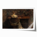 Figure at Desk in Dim Room – Dark Academia Wall Art, Vintage Gothic Prints