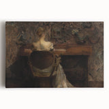 Figure at Desk in Dim Room – Dark Academia Wall Art, Vintage Gothic Prints