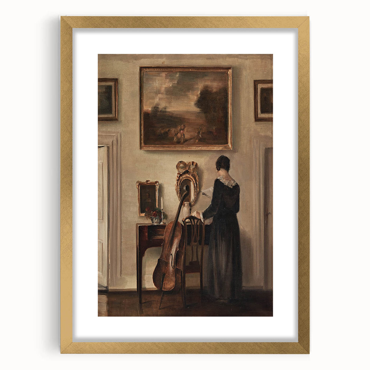 Dark Academia Wall Art - Vintage Gothic Print of Music Room Interior