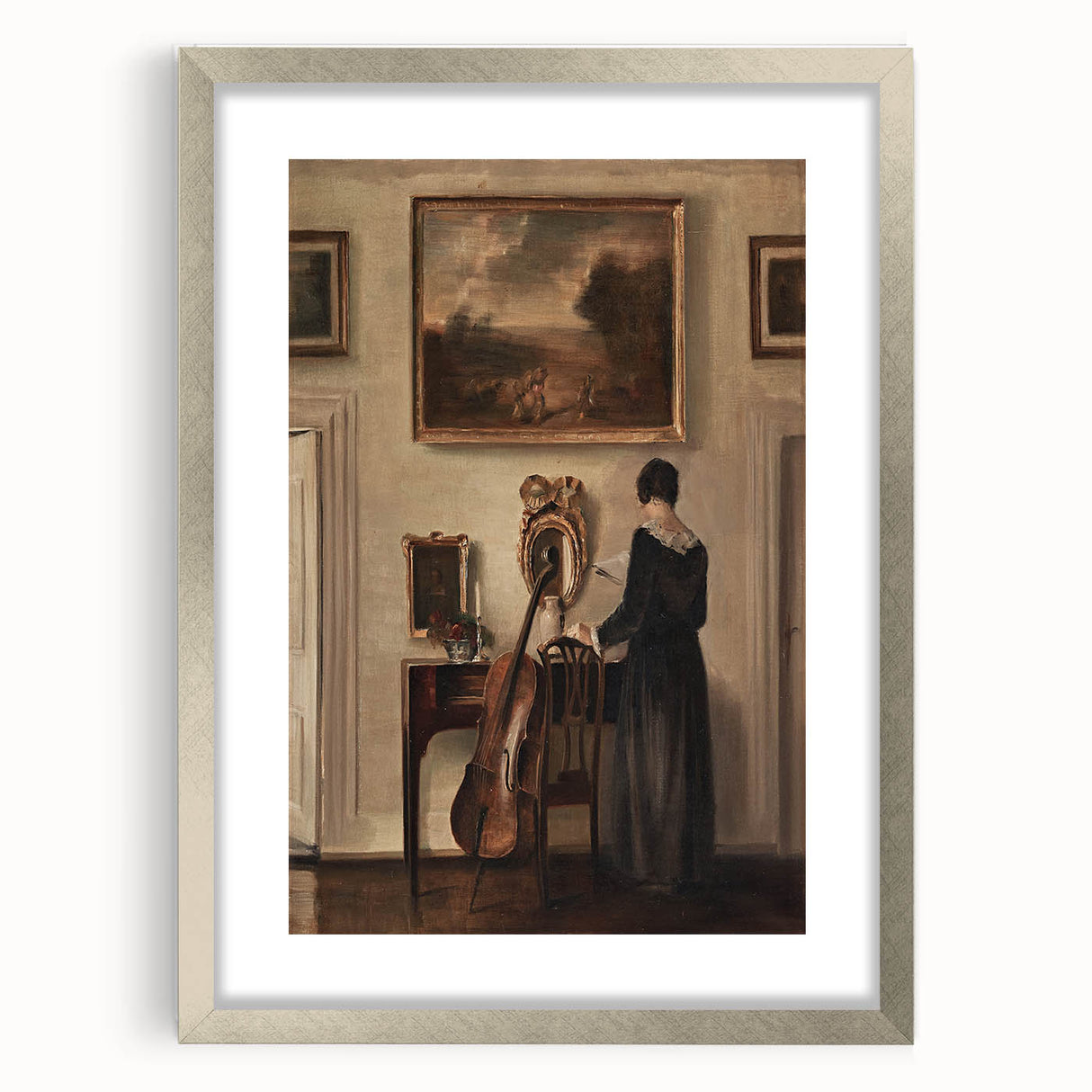 Dark Academia Wall Art - Vintage Gothic Print of Music Room Interior