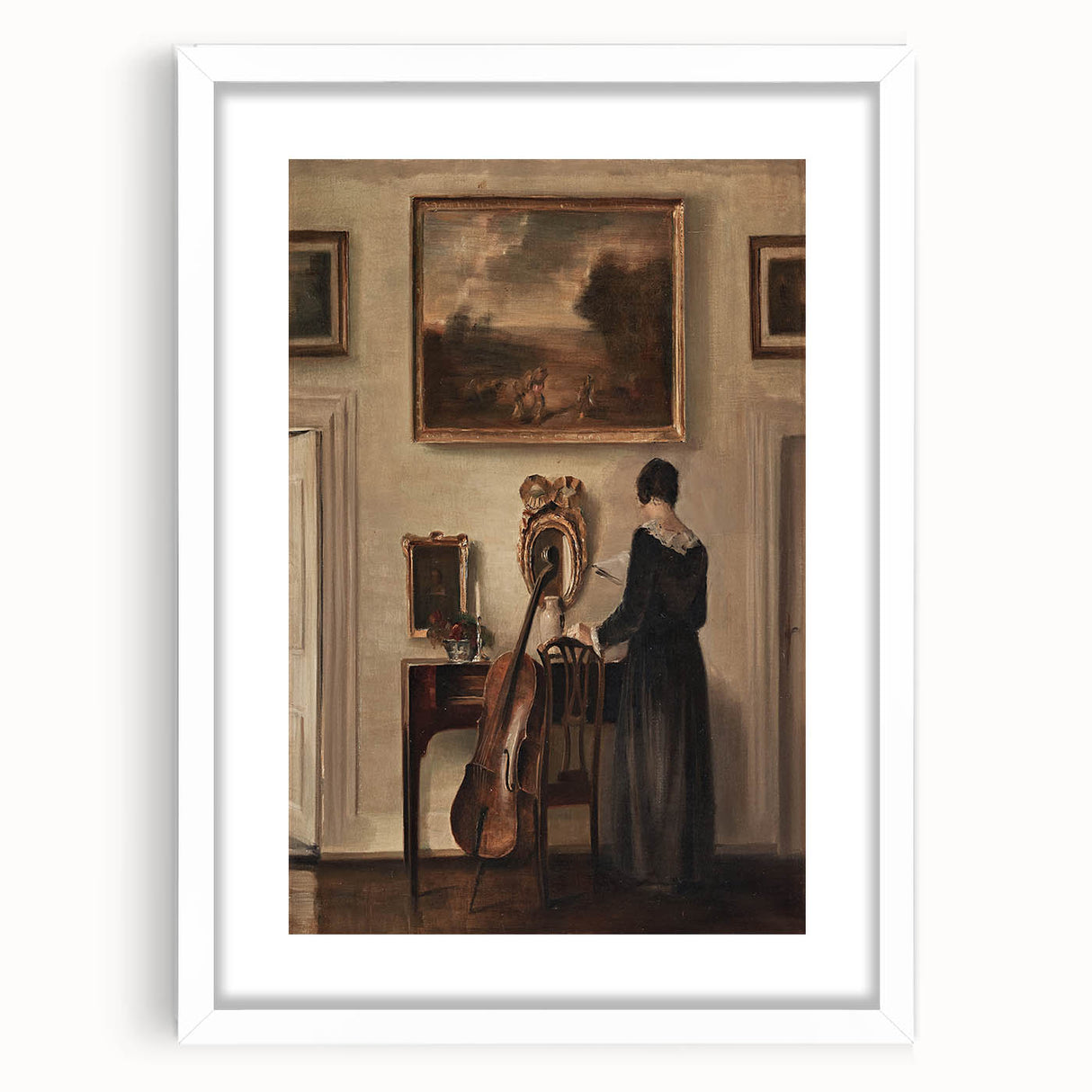 Dark Academia Wall Art - Vintage Gothic Print of Music Room Interior