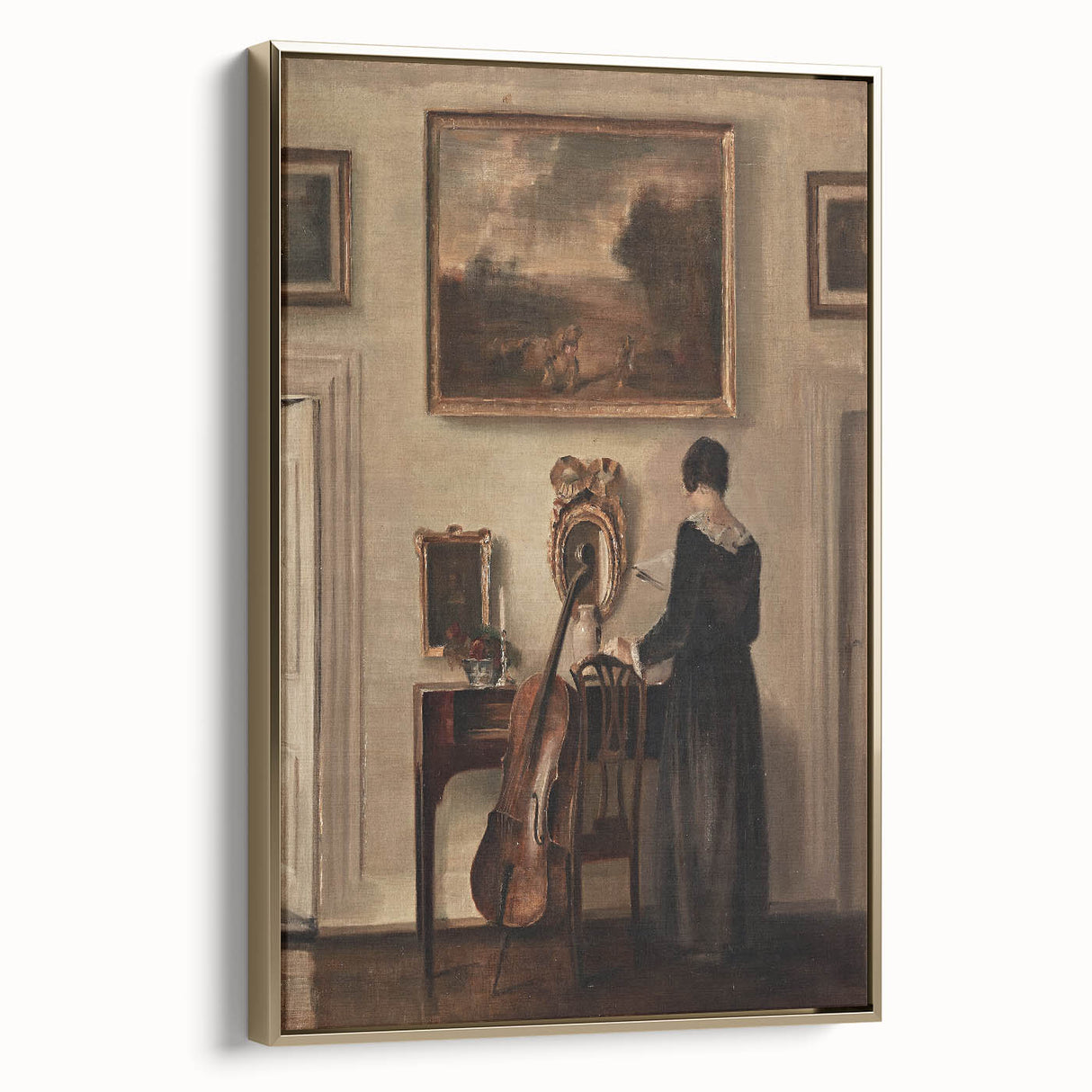 Dark Academia Wall Art - Vintage Gothic Print of Music Room Interior