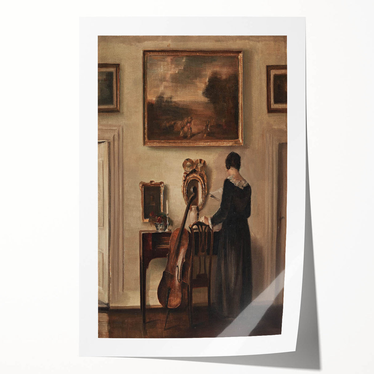 Dark Academia Wall Art - Vintage Gothic Print of Music Room Interior