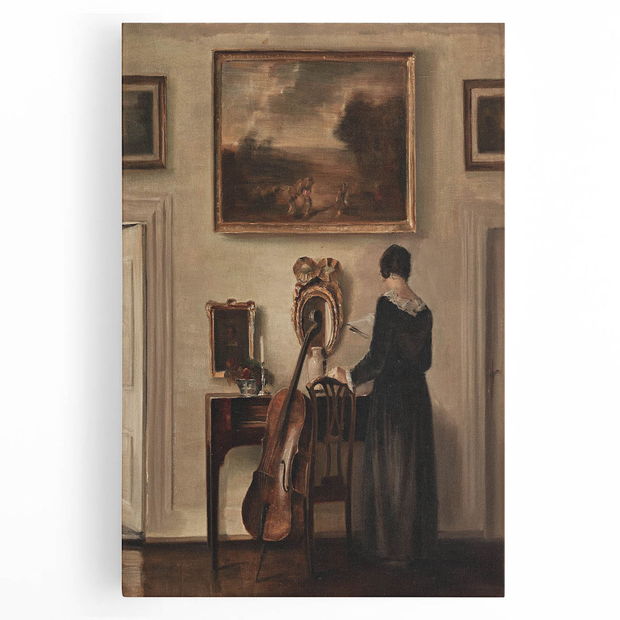 Dark Academia Wall Art - Vintage Gothic Print of Music Room Interior