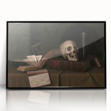 Dark Academia Wall Art – Classic Literature Art with Skull & Books