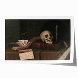 Dark Academia Wall Art – Classic Literature Art with Skull & Books