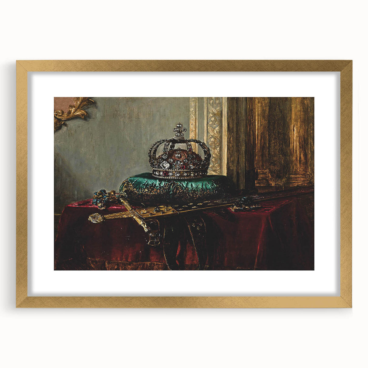 Dark Academia Wall Art – Vintage Gothic Crown and Sword Display