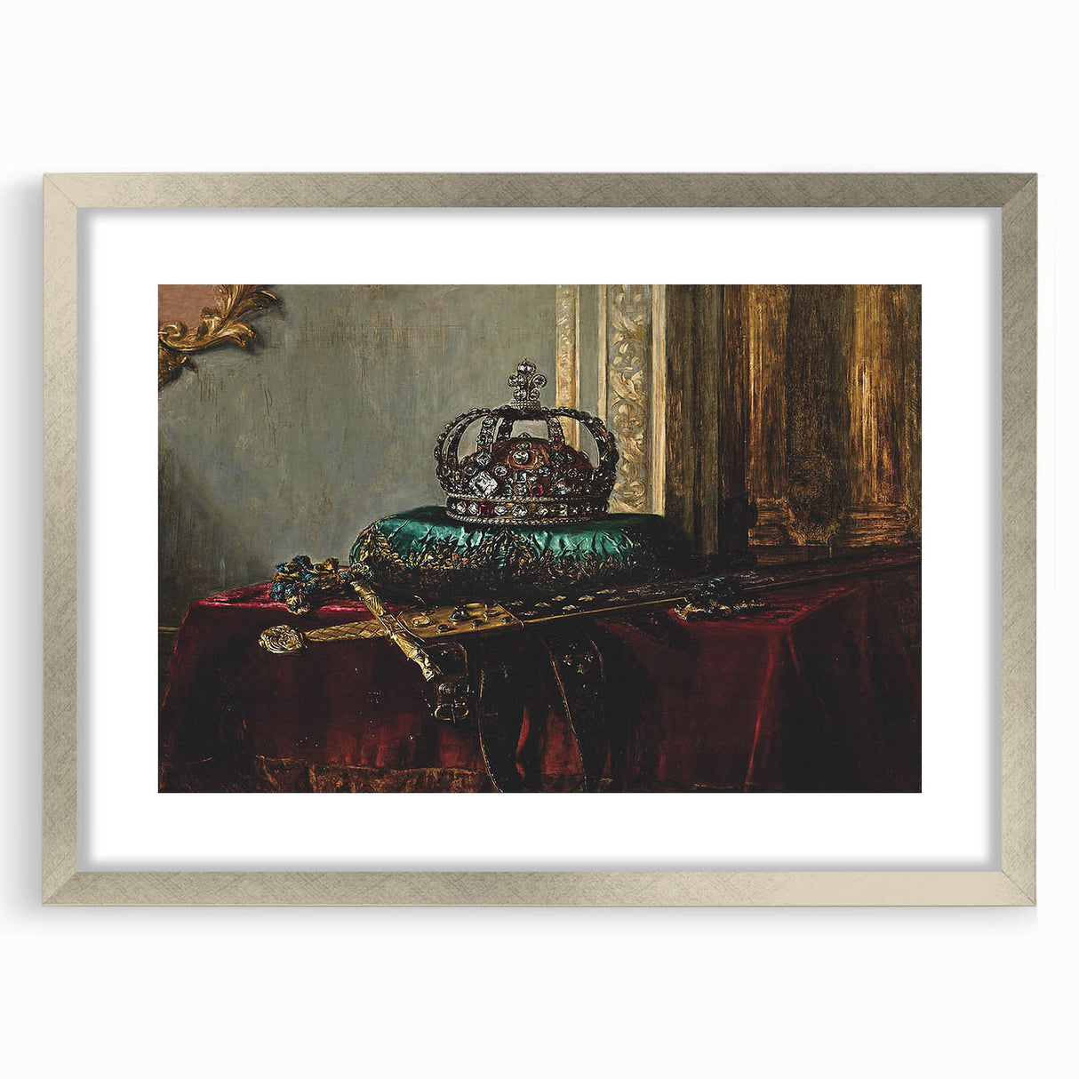 Dark Academia Wall Art – Vintage Gothic Crown and Sword Display