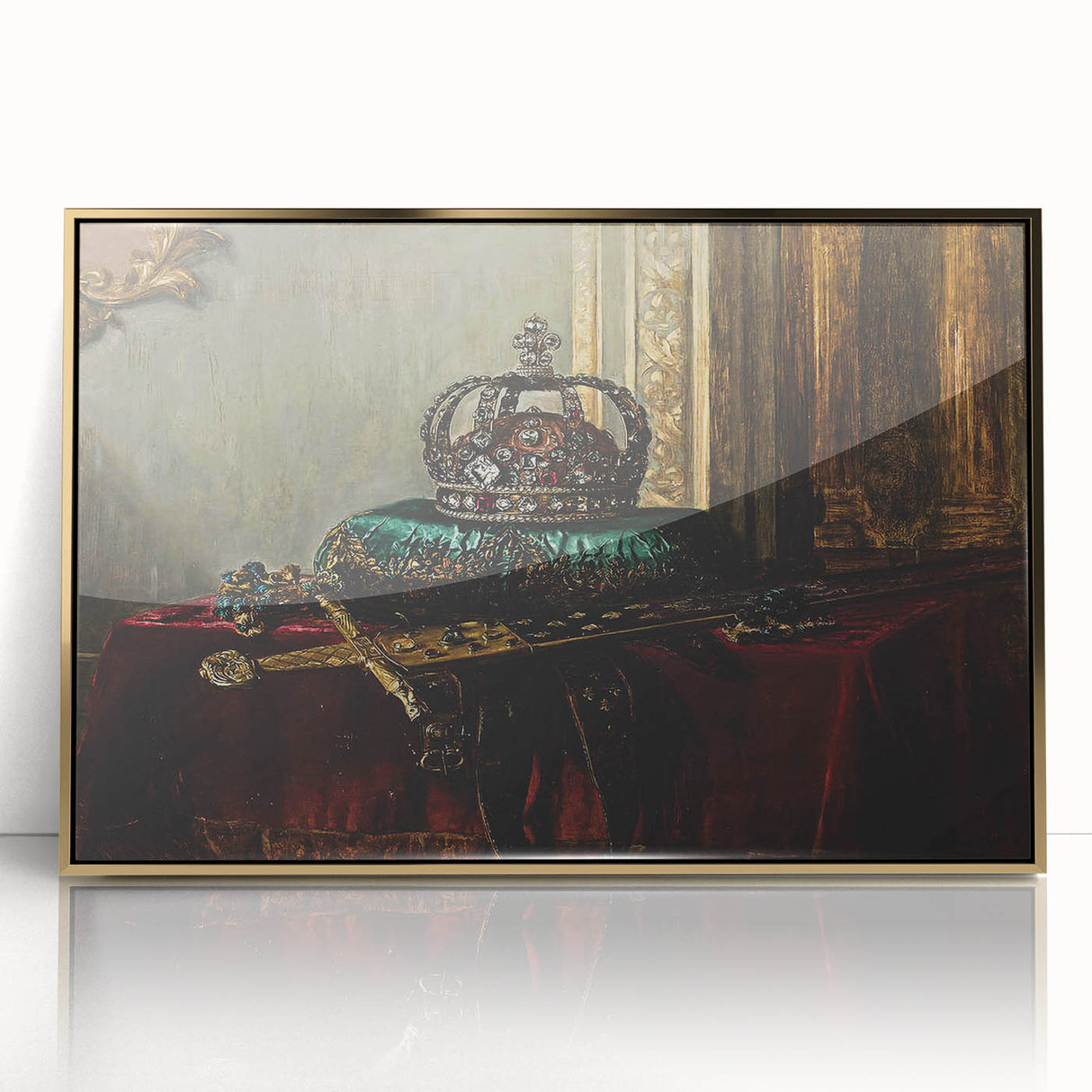 Dark Academia Wall Art – Vintage Gothic Crown and Sword Display