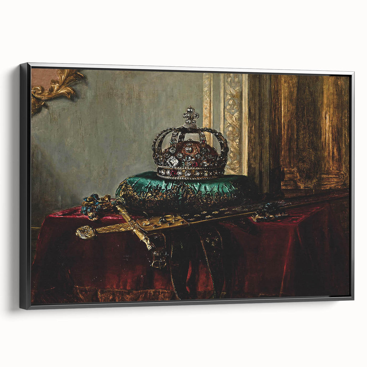Dark Academia Wall Art – Vintage Gothic Crown and Sword Display