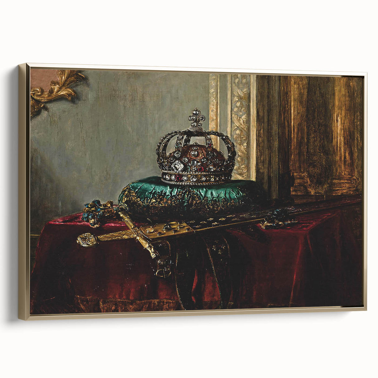 Dark Academia Wall Art – Vintage Gothic Crown and Sword Display