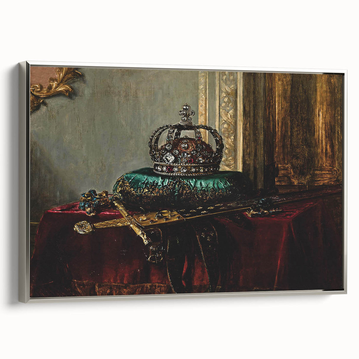 Dark Academia Wall Art – Vintage Gothic Crown and Sword Display